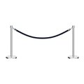 Montour Line Stanchion Post and Rope Kit Pol.Steel, 2 Crown Top 1 Dark Blue Rope C-Kit-2-PS-CN-1-PVR-DB-PS